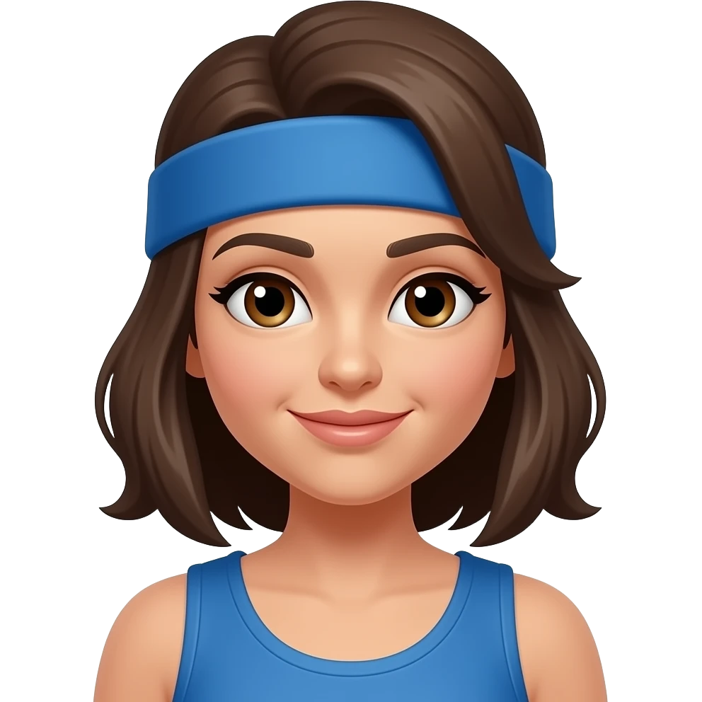 Blue sweat band in her forehead emoji