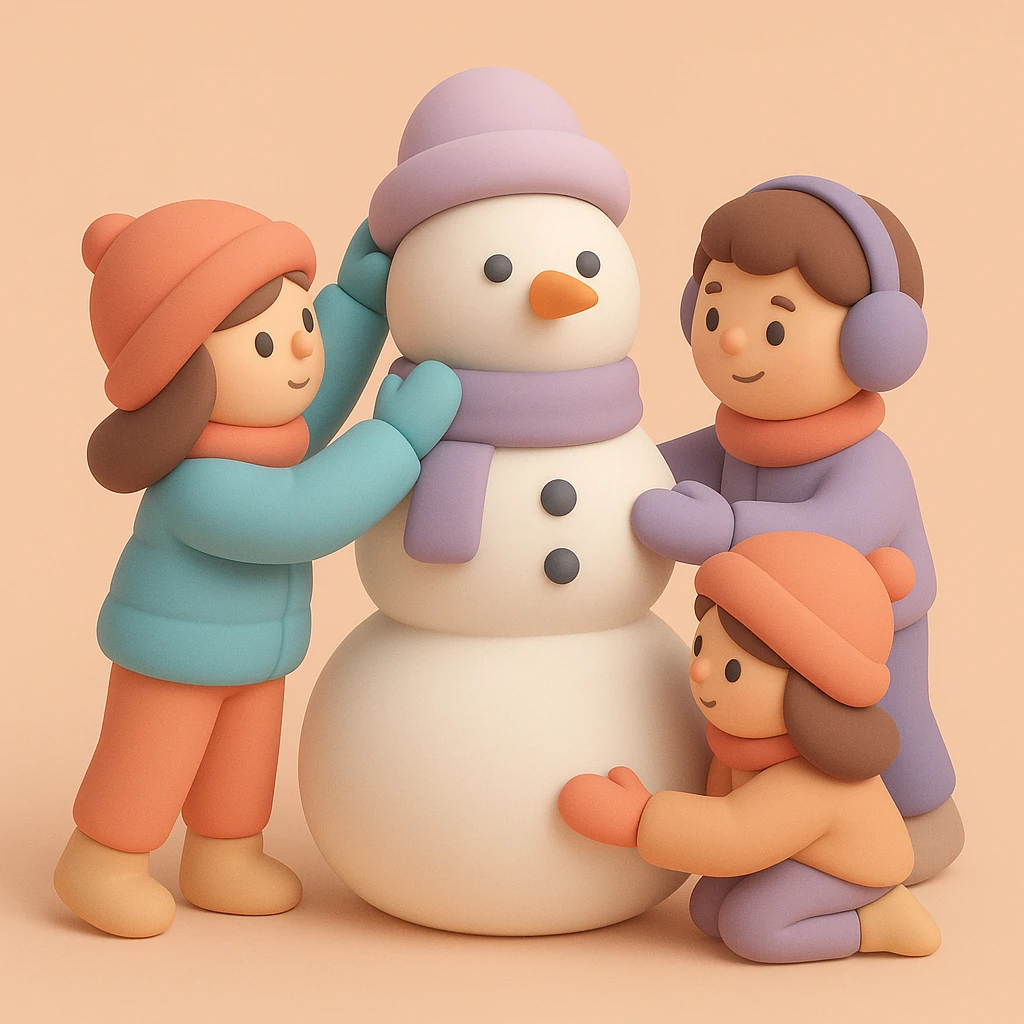 people making a snowman emoji