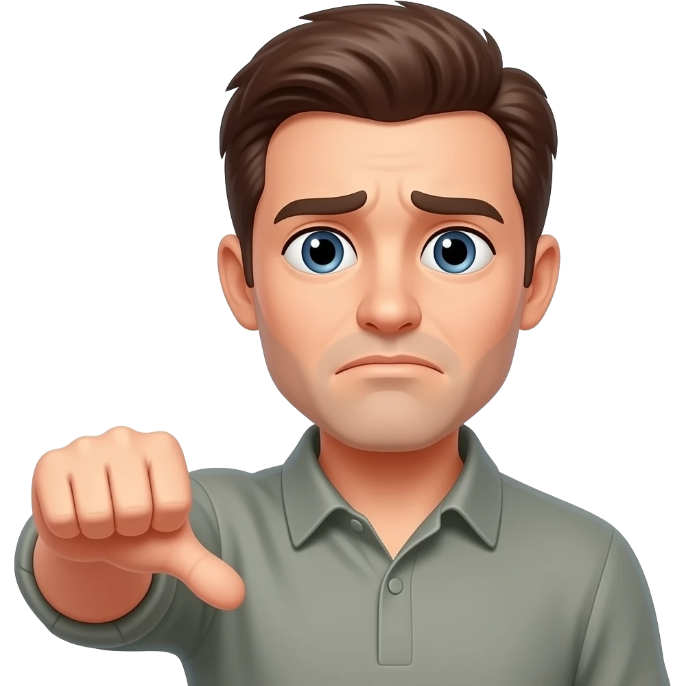 A disappointed man giving a thumbs-DOOOOWN emoji