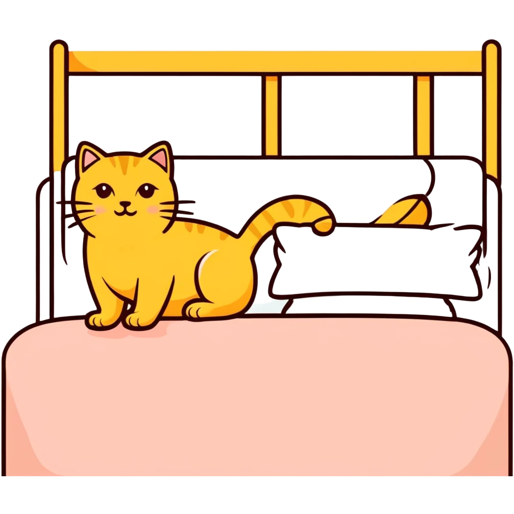 Golden cat on bed emoji