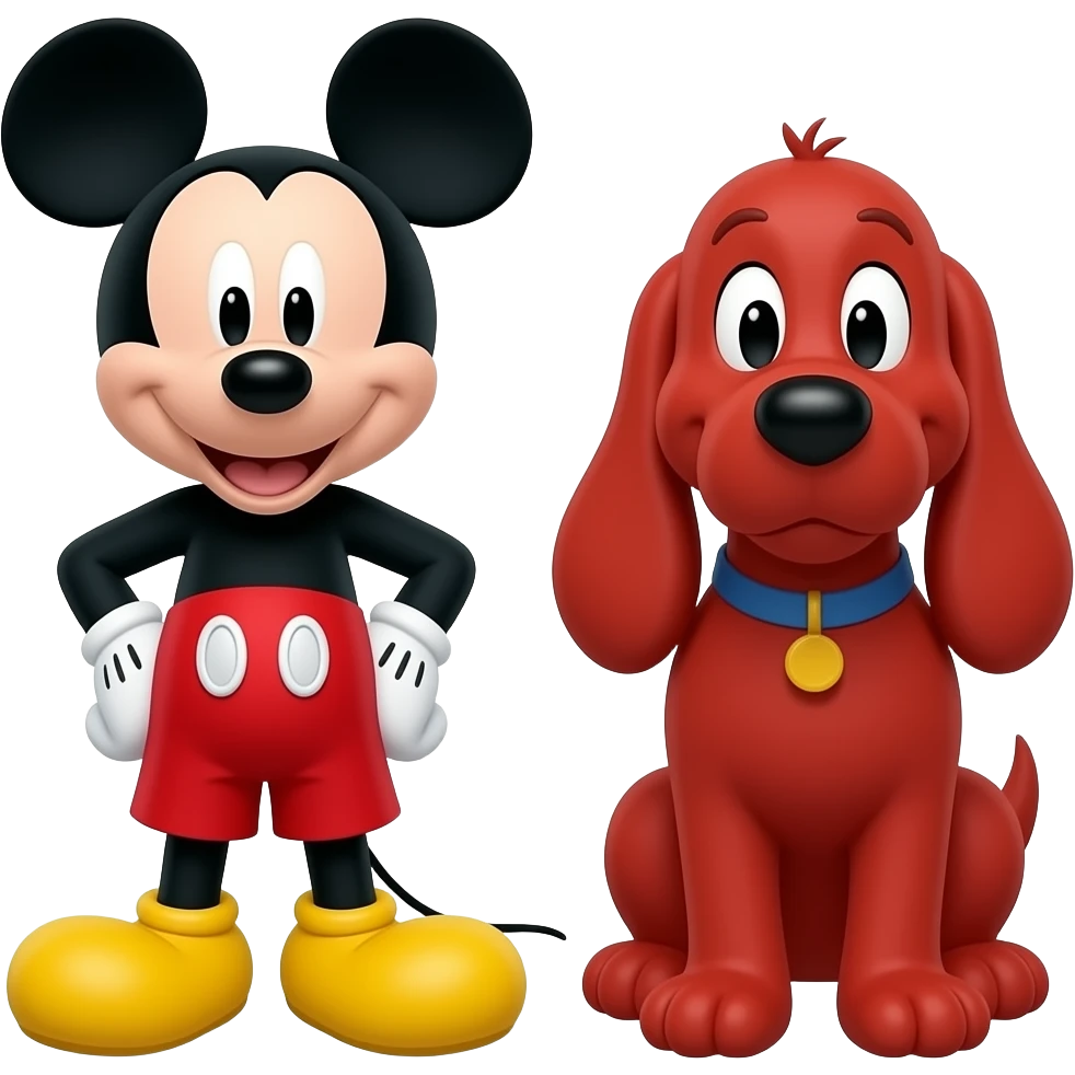 Mickey Mouse Full-body and Clifford the Big Red Dog emoji