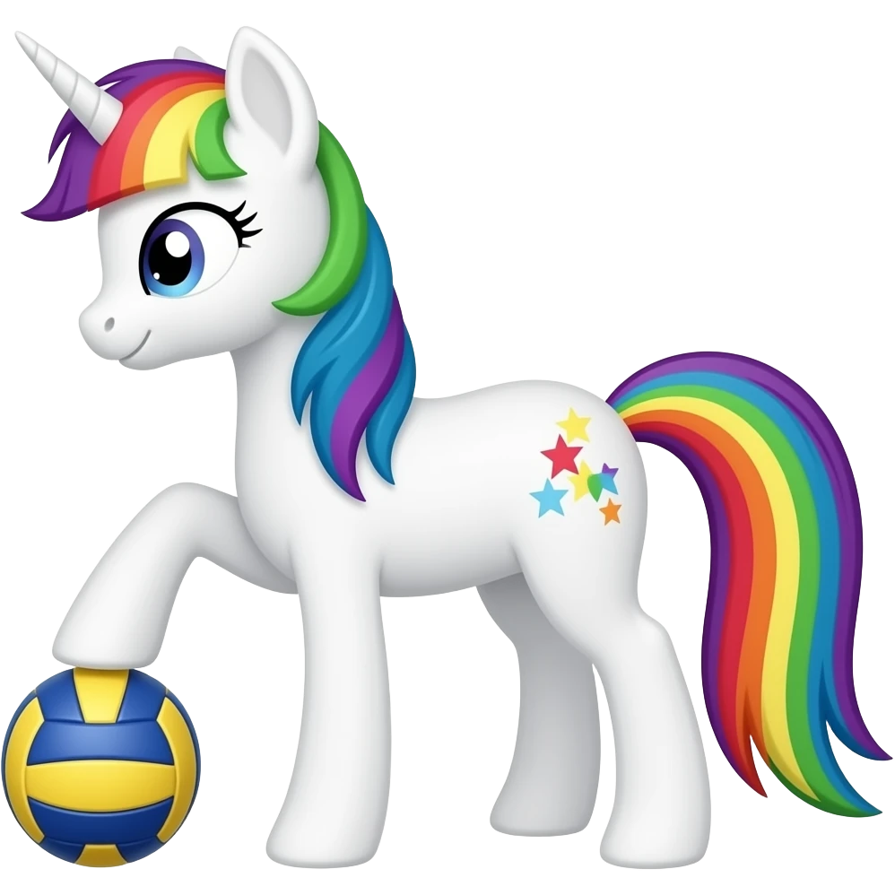 make a rainbow alicorn with a volleyball under one of its hoove emoji