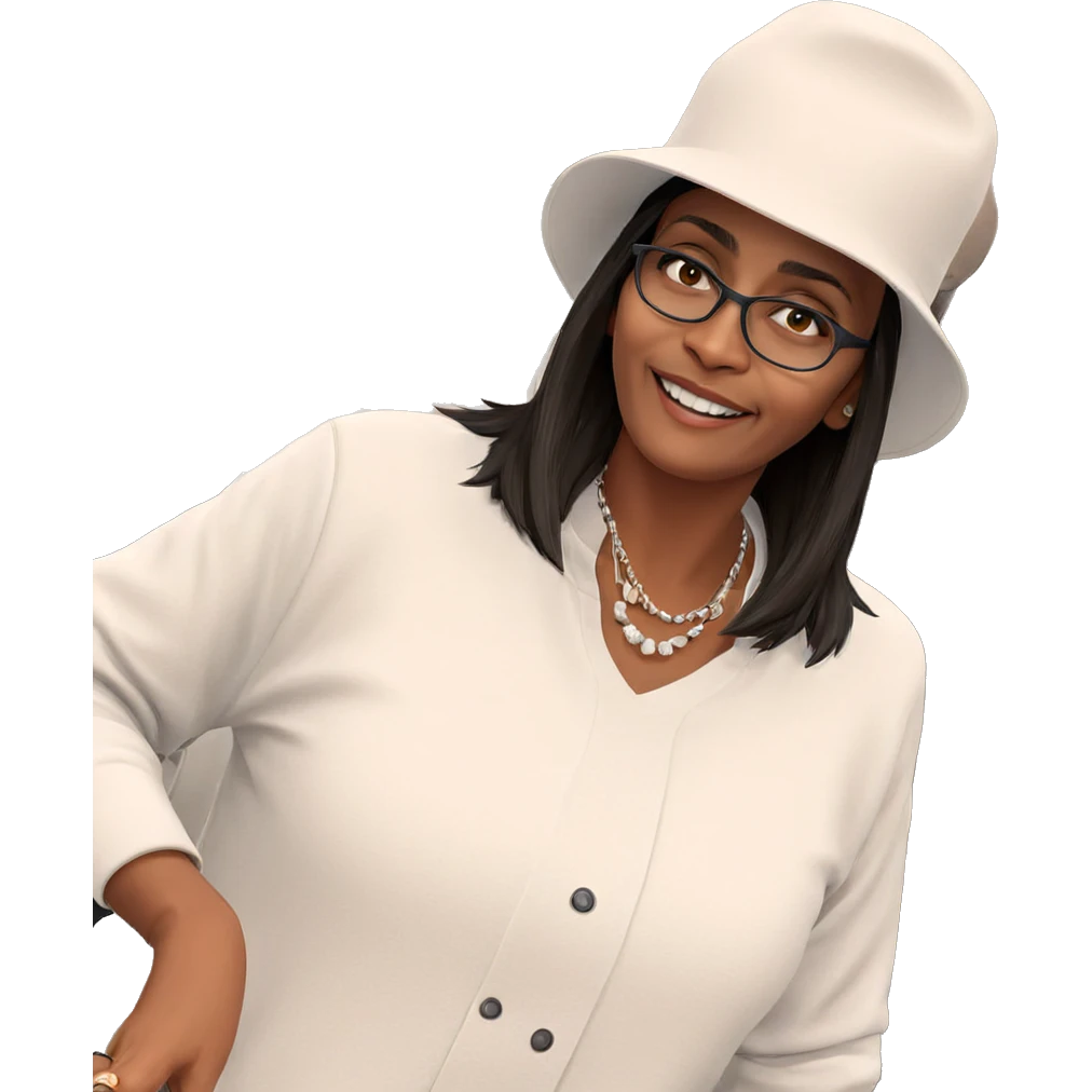smiling girl in white hat emoji