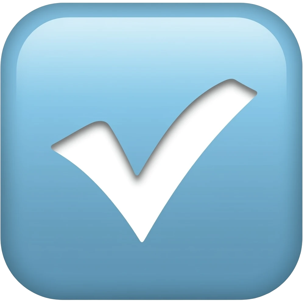 Галочка белая на светлосинем фоне emoji