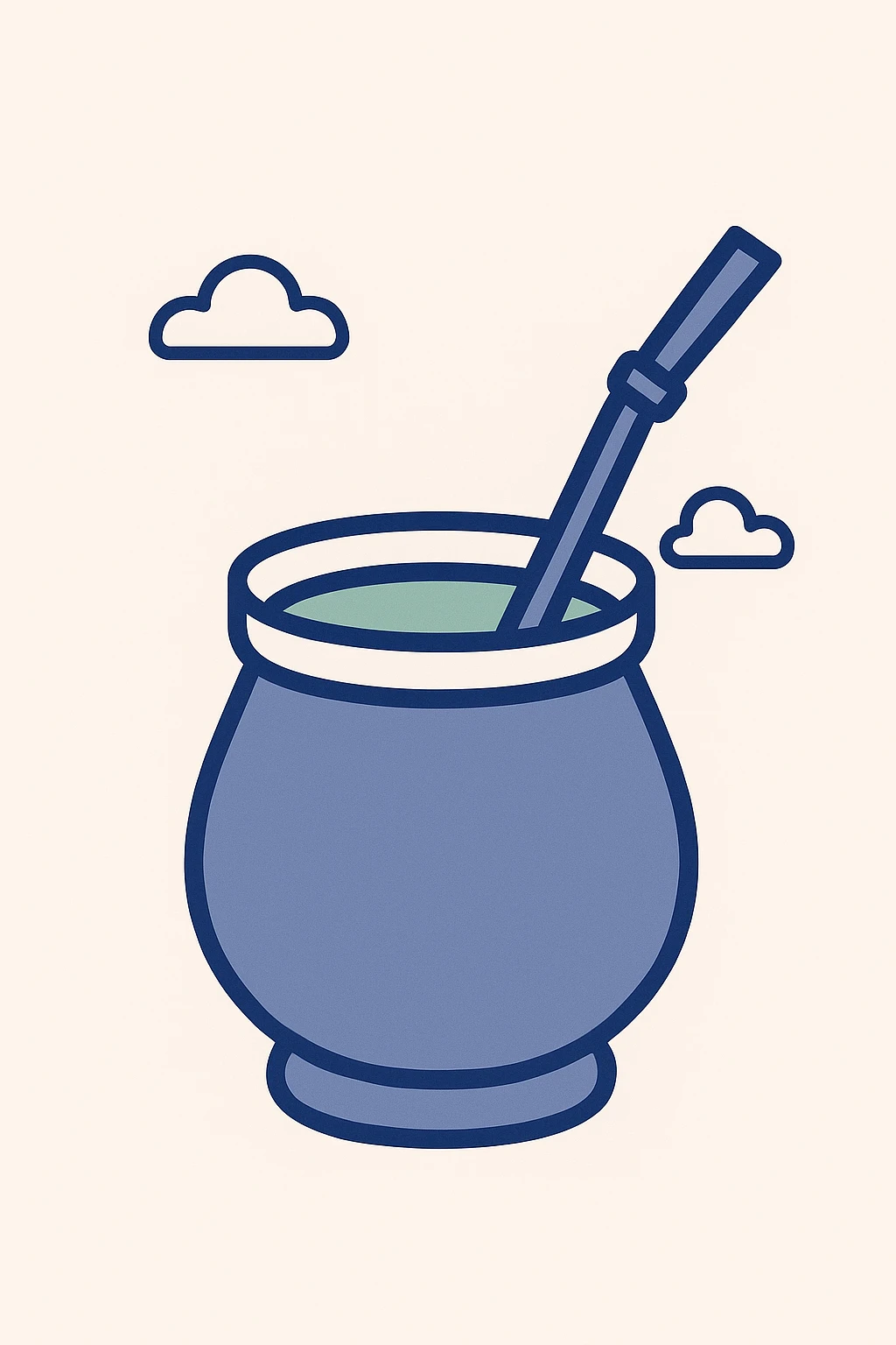 minimalist style mate tea cup with green tea and bombilla, white background emoji