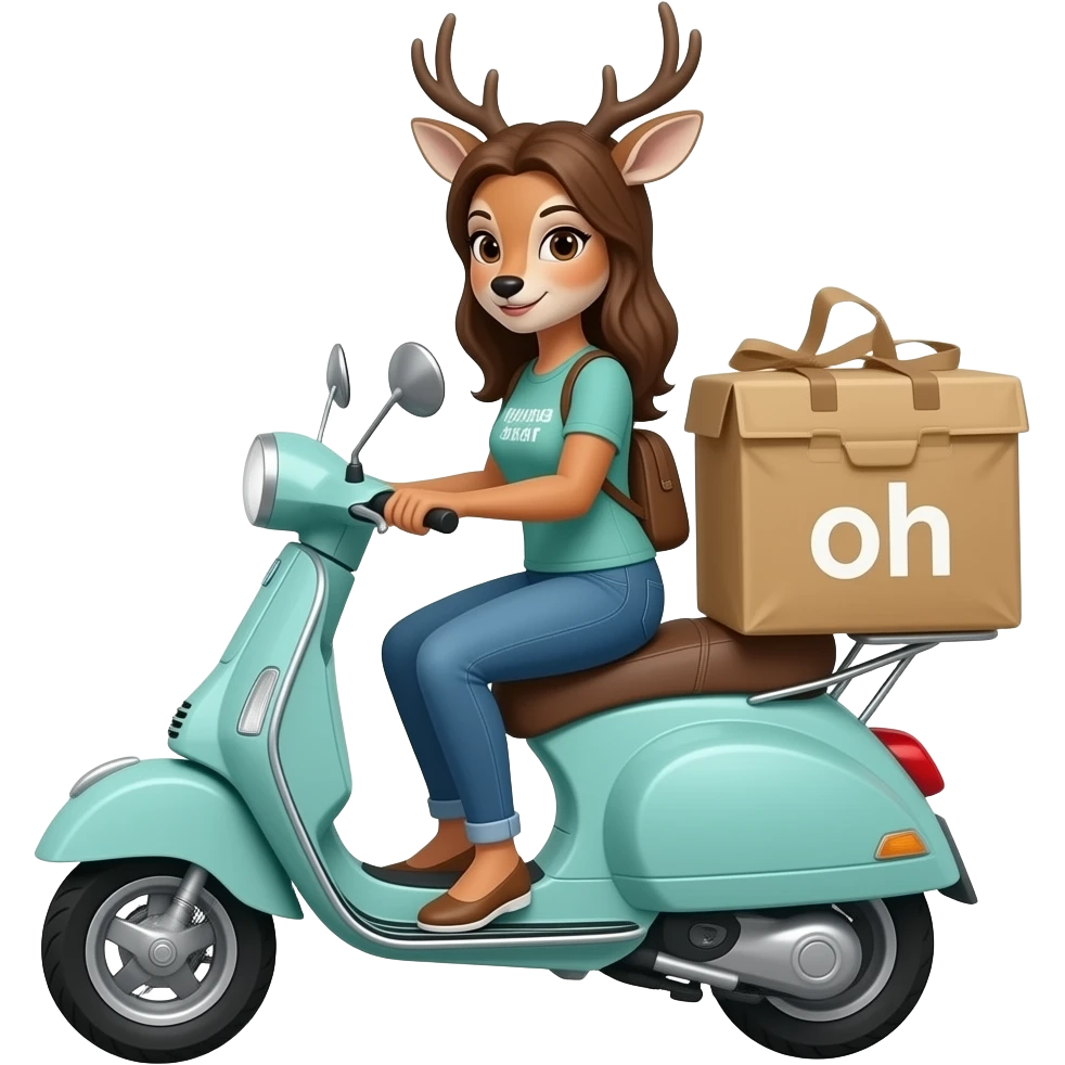girl deer who works as a courier on a scooter emoji