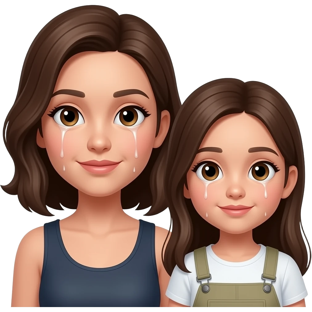 MOther and teen daughter, cum dripping from mothers cheeks emoji