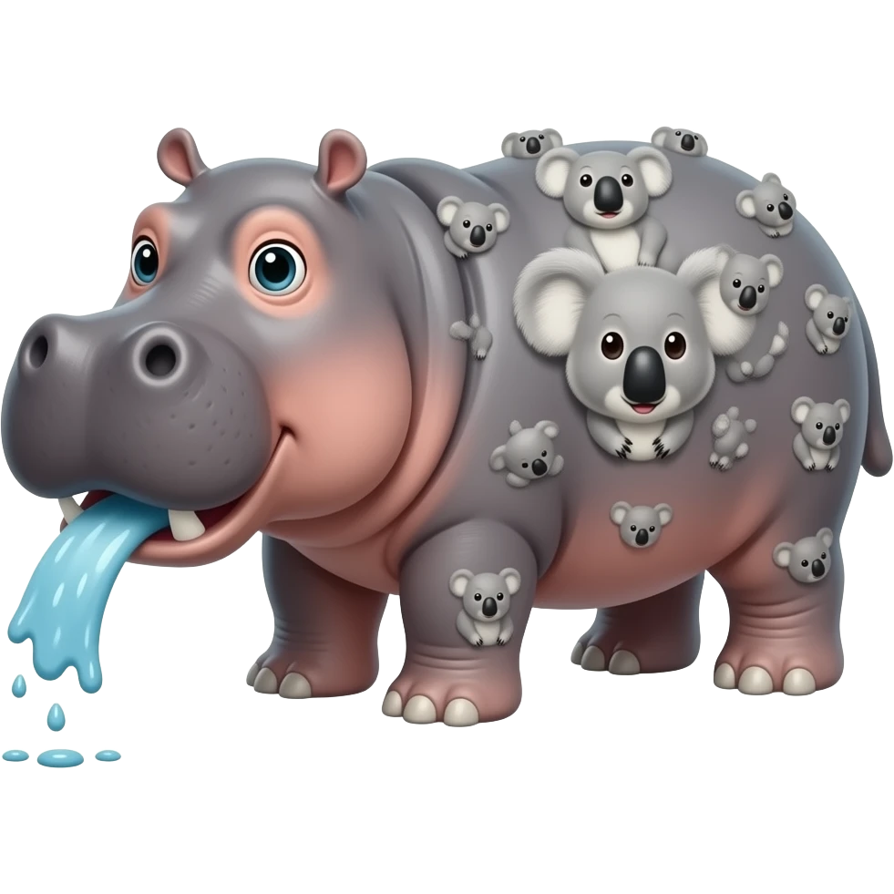 hippo spitting all over a koala ! emoji