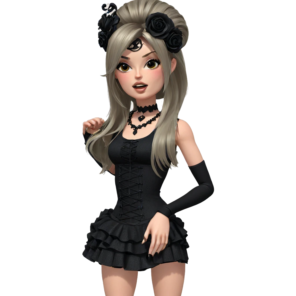 gothic girl in black dress emoji