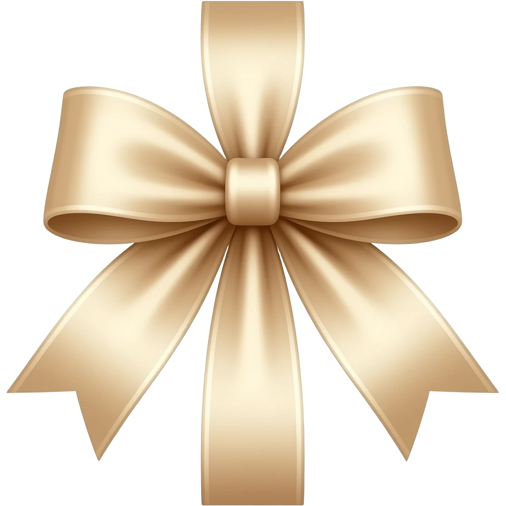 Aesthetic light beige ribbon with hanging ends under the bow emoji