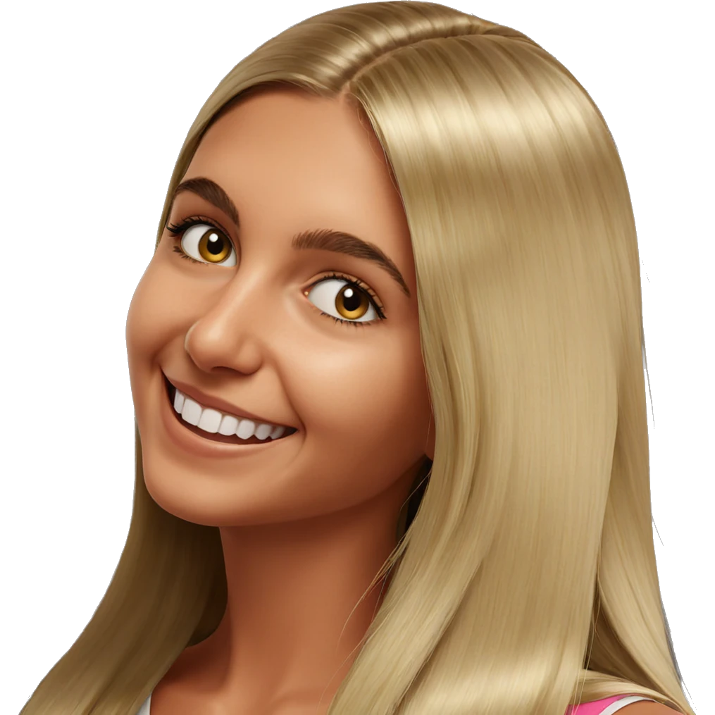 smiling blonde girl portrait emoji