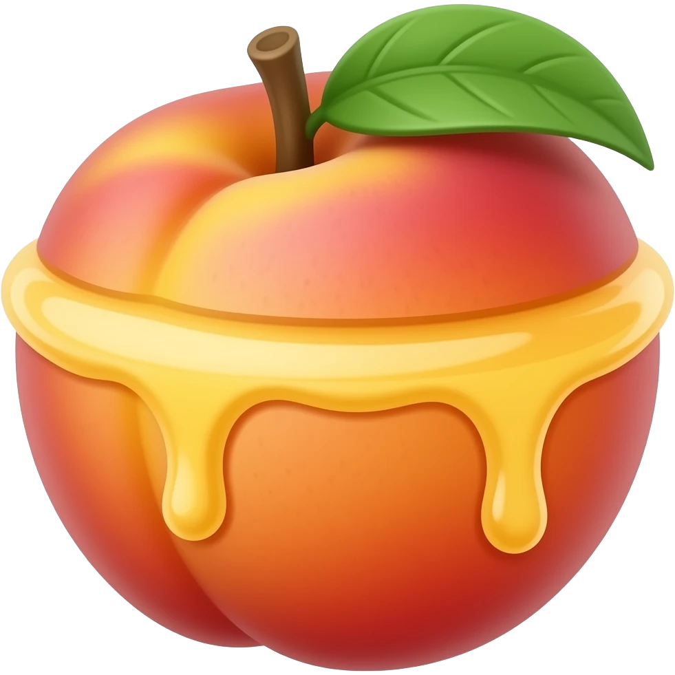 Juice dripping from inside a peach emoji