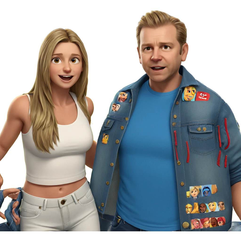 girl and boy in denim emoji