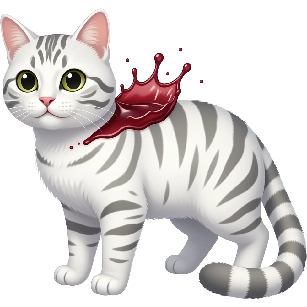wine splash on white striped cat emoji