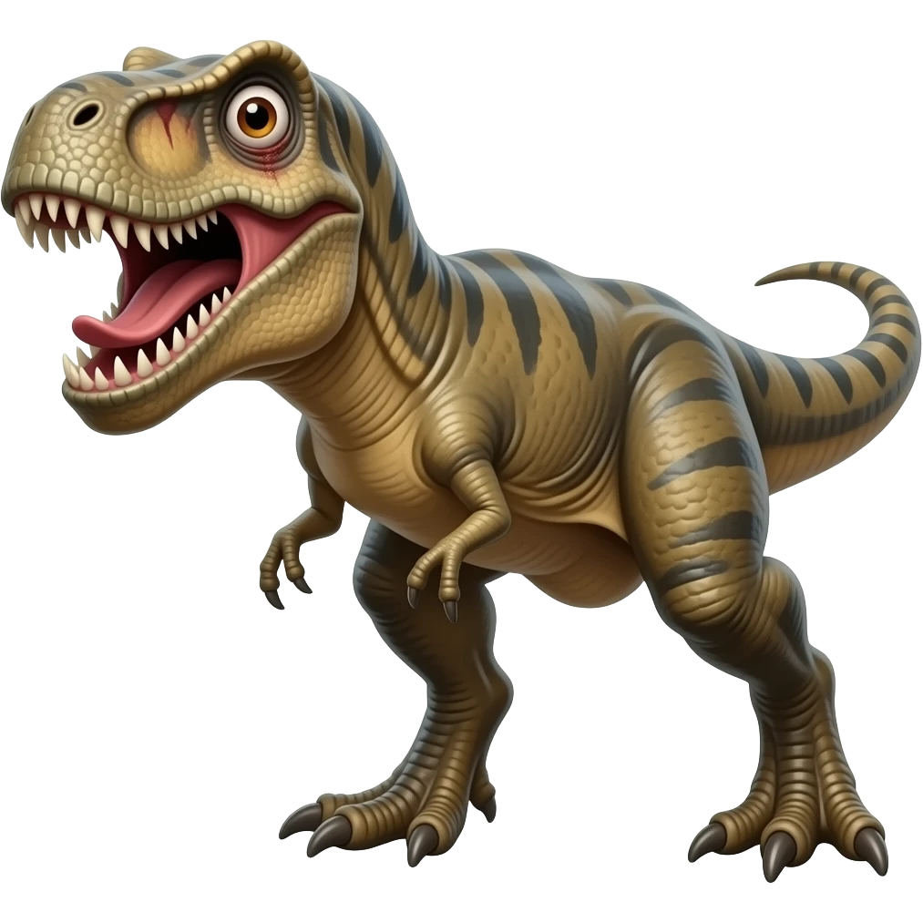 un dinosaurio muy feroz con cicatrices en un ojo. emoji