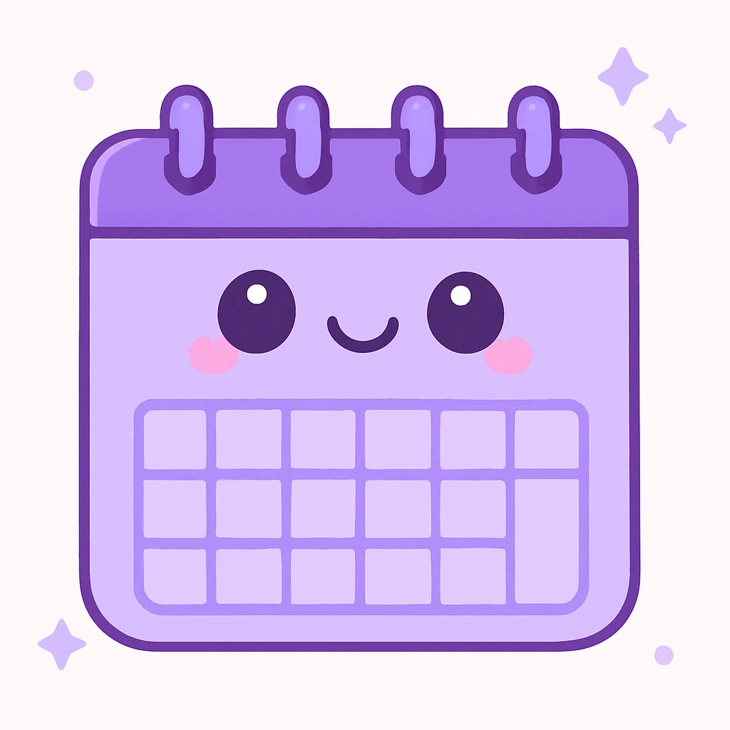 "Schedule clear", no text, with the colors: Primary Purple:  #8B5CF6
  Light Purple:    #A78BFA emoji