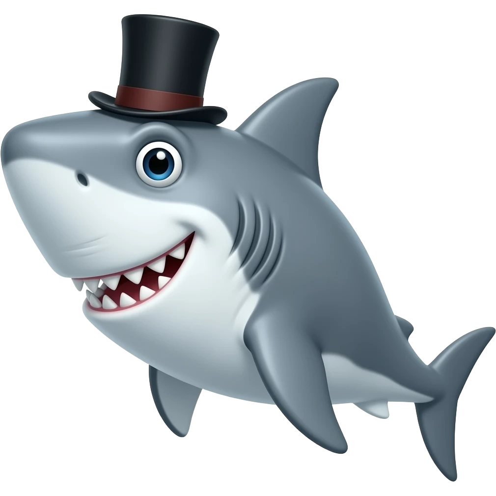 Shark with a top hat emoji