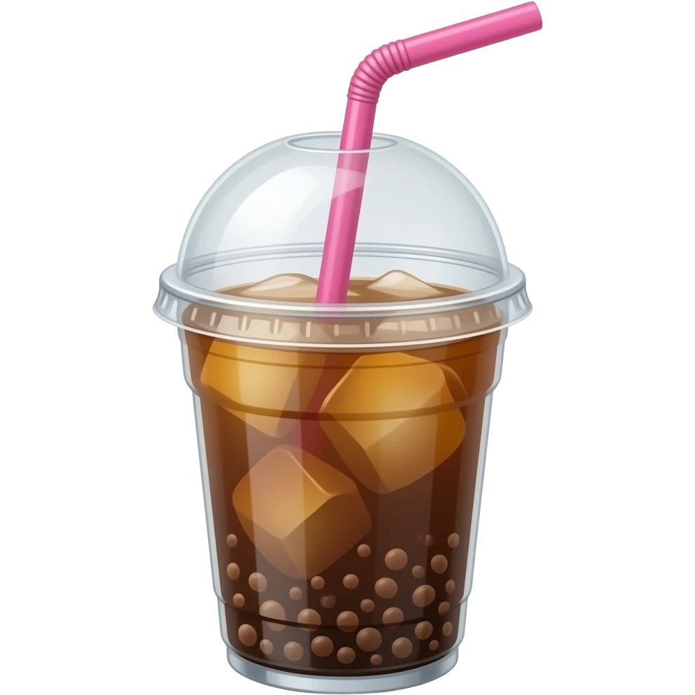 Iced coffee to go cup and pink straw emoji