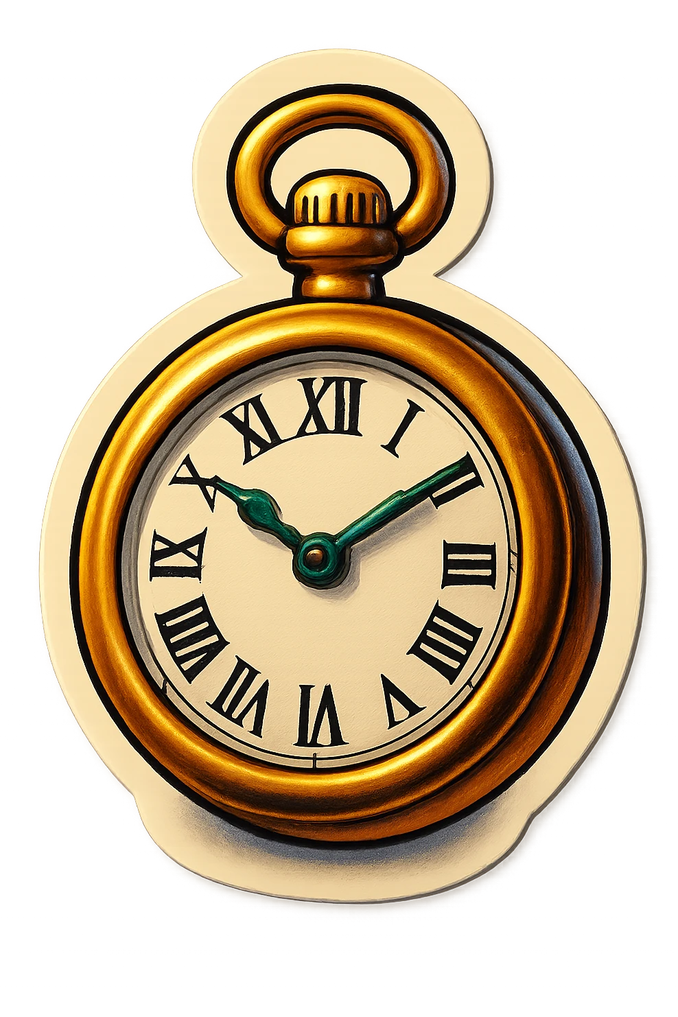 pocket watch, retro stickers style, detailed, metallic, classic design emoji