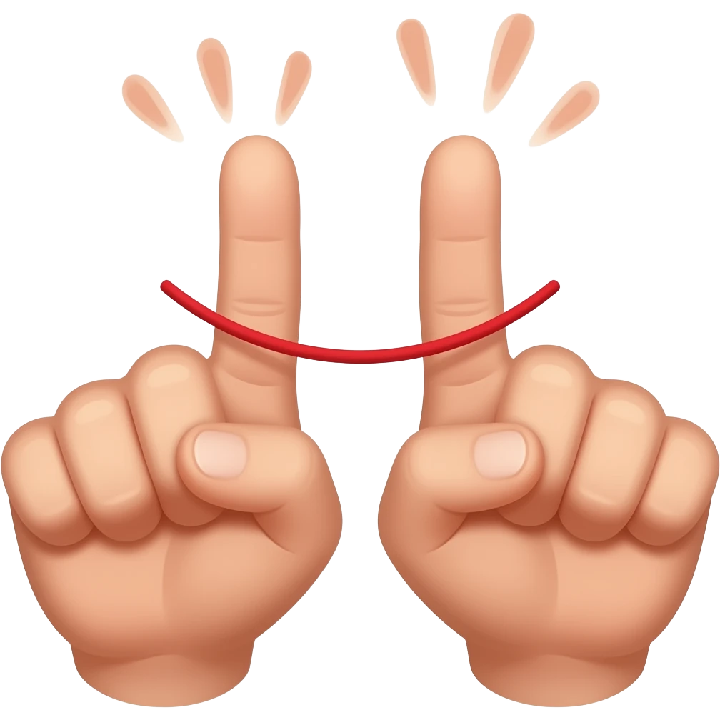 Two different person holding  a red string  with its finger symbolising love no face only finger  gently emoji