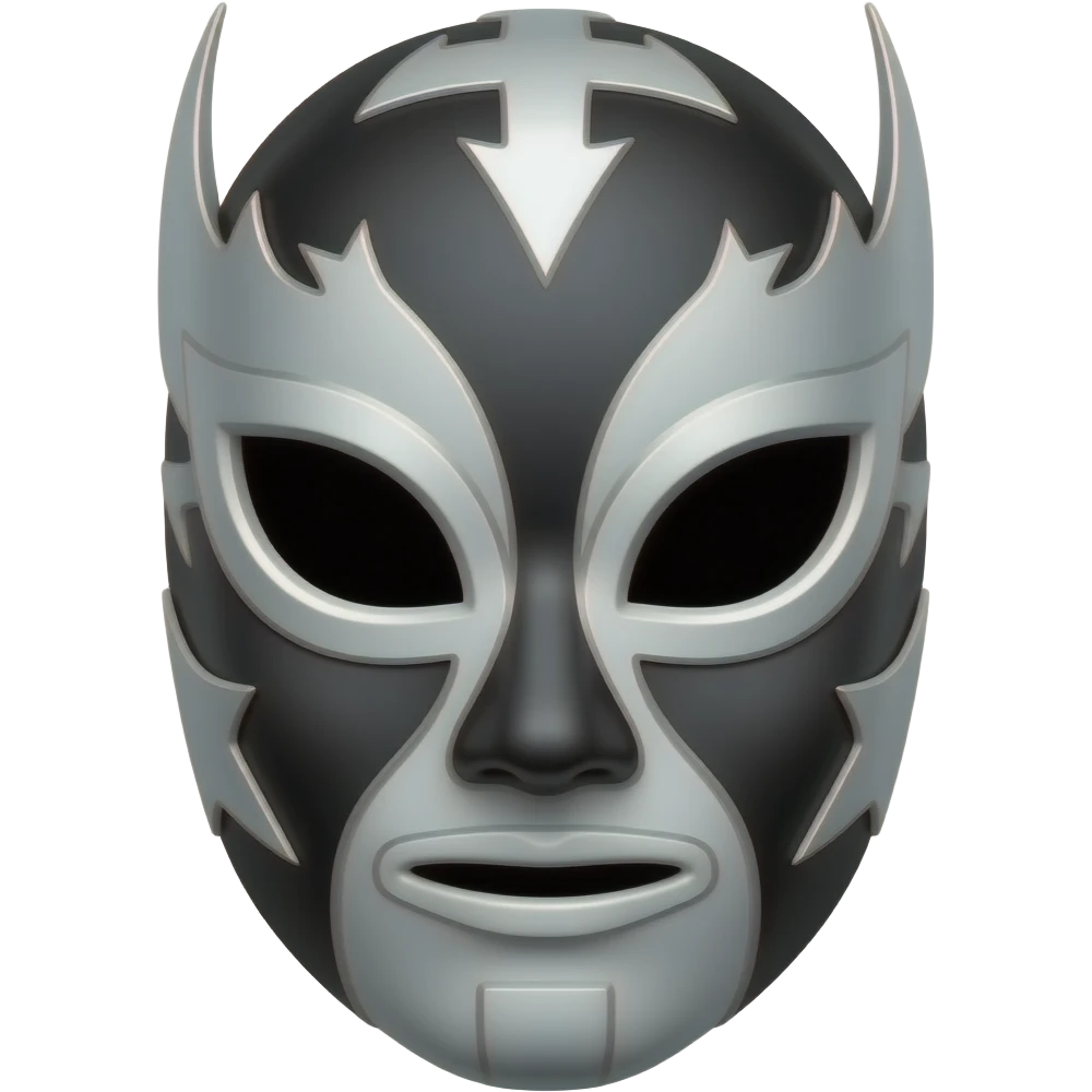 Mascara de luchador negro con plateado con diselo como si fuera un androide un Ciborg emoji