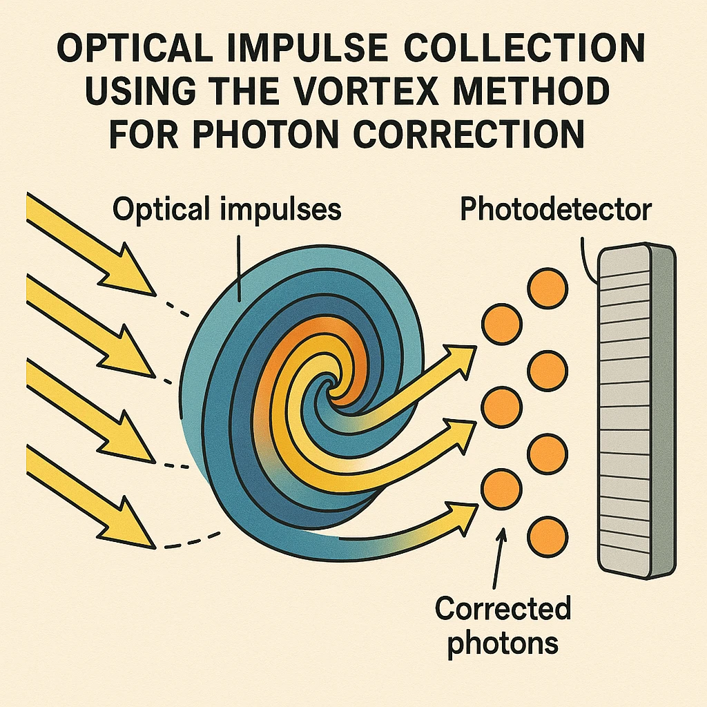  optical impulse collection using the vortex method for photon correction. textbook graphical representation emoji