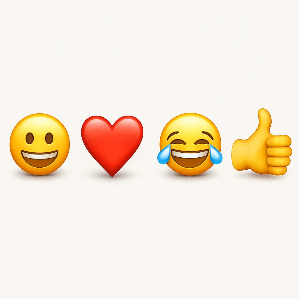make four emojis on white background with good amount of shadow  emoji