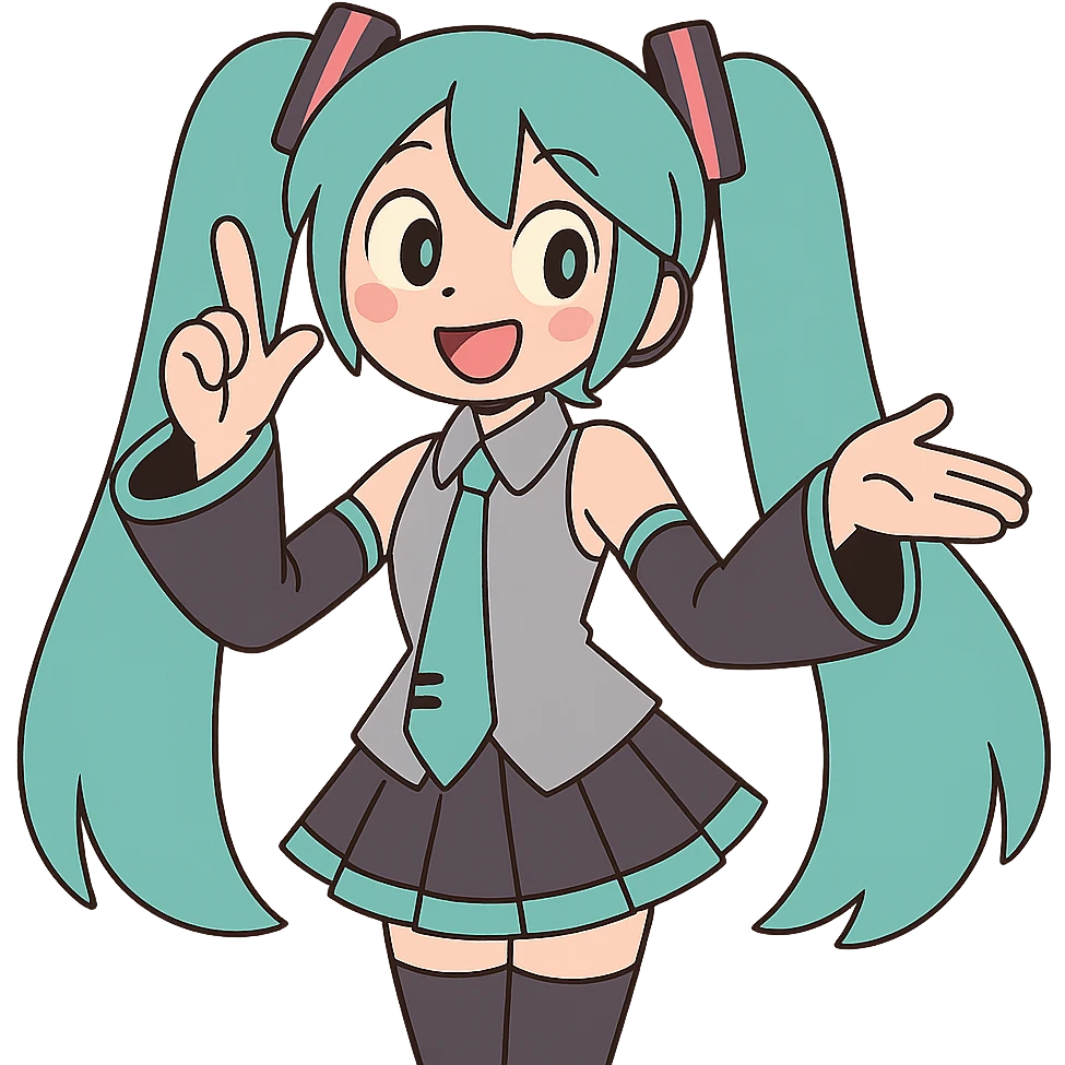 pastel toon style Hatsune Miku emoji