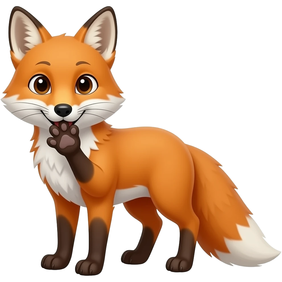 A Fox with hand on mouth with eyes realistic emoji