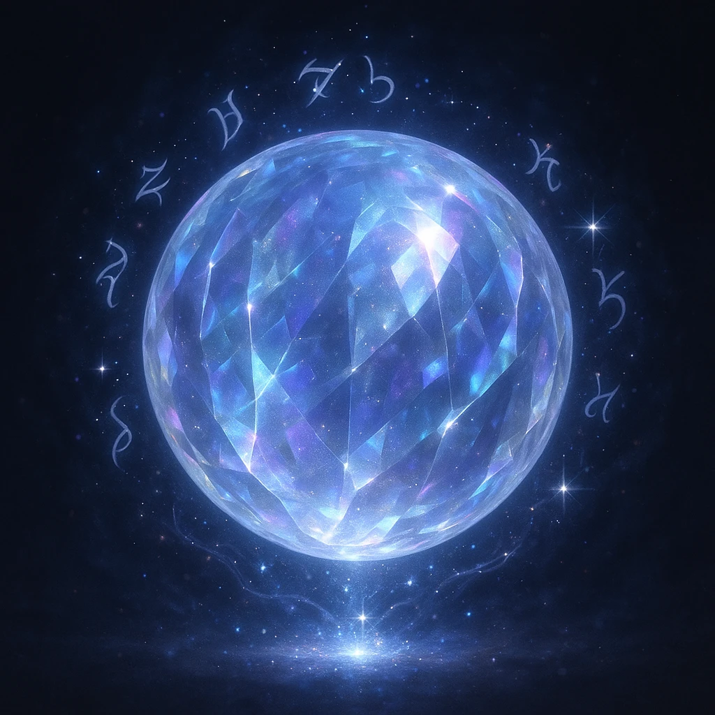 a crystal aura orb with ethereal glow, elegant, high fantasy style emoji