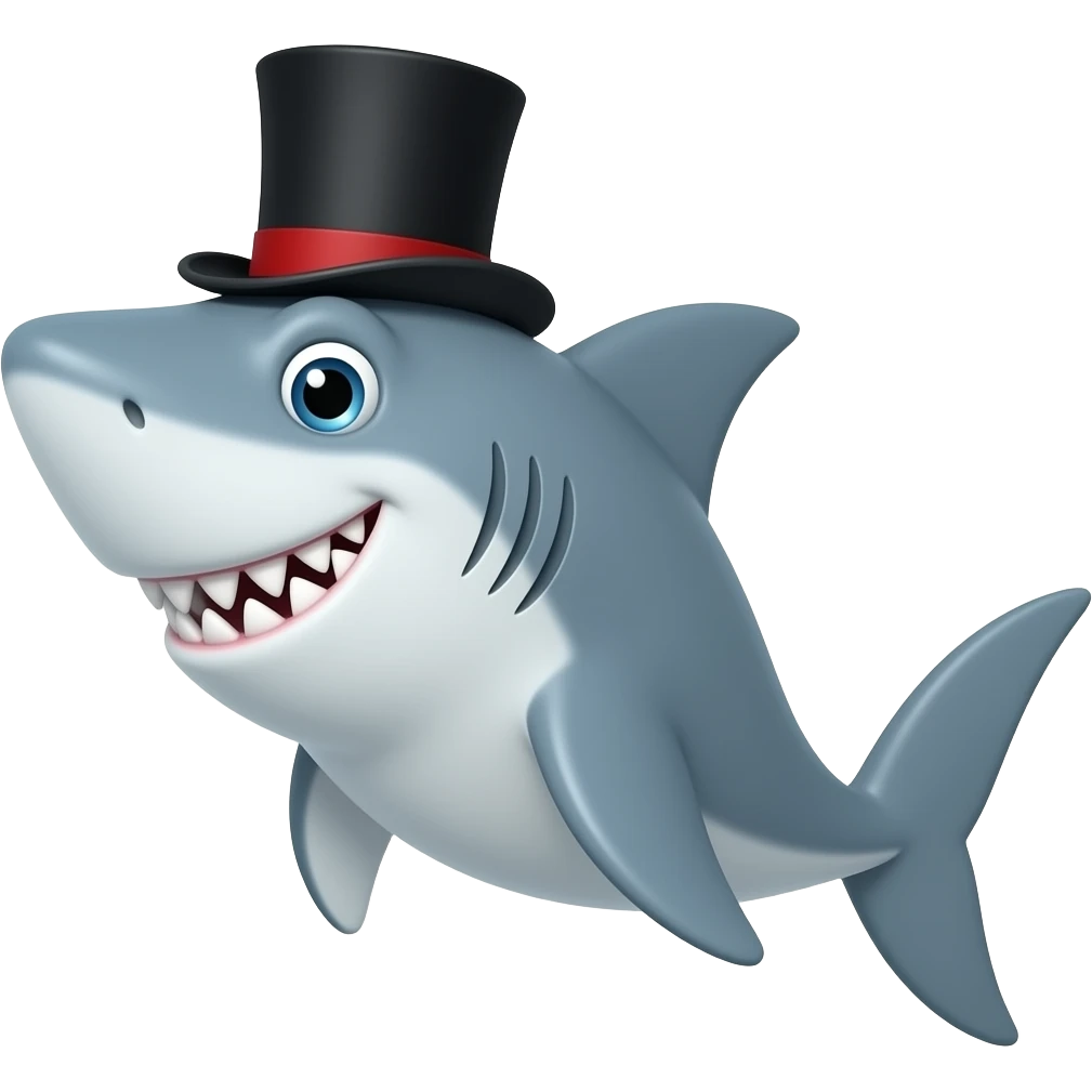 Shark with a top hat emoji