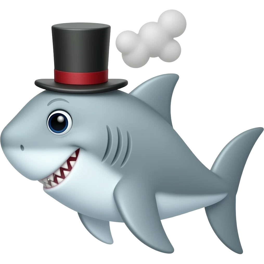 Shark with a top hat emoji