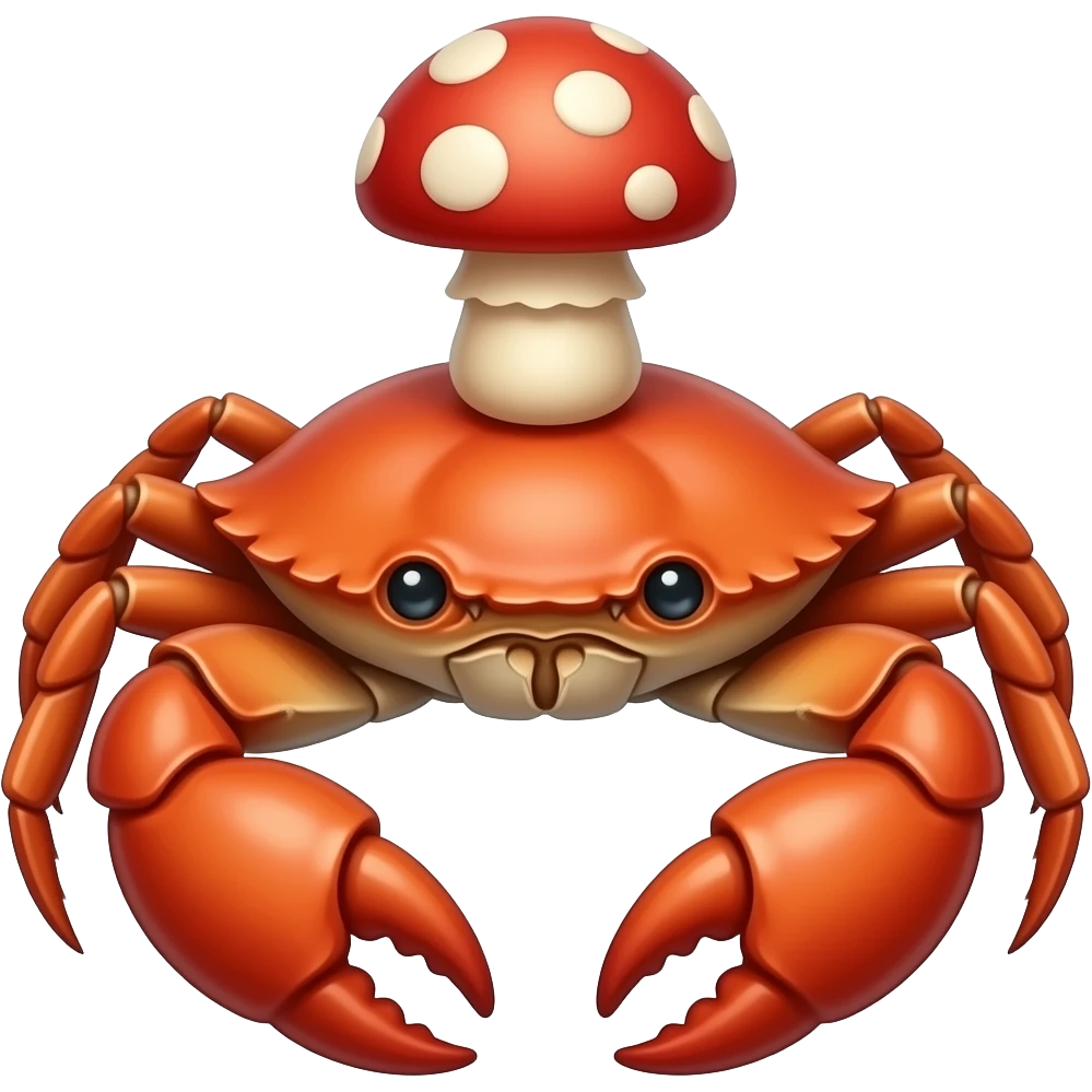 A crab with a mushroom on its back emoji