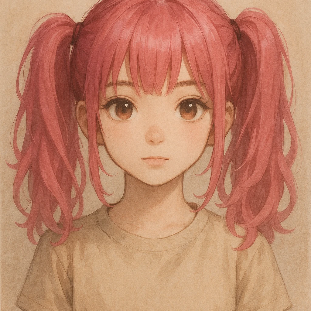 A girl with pink hair tied on both sides emoji
