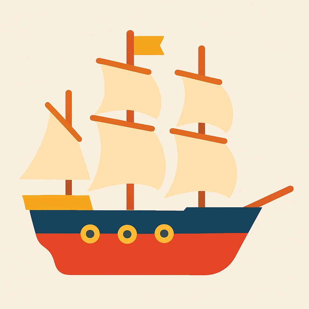 Flat design style ship emoji