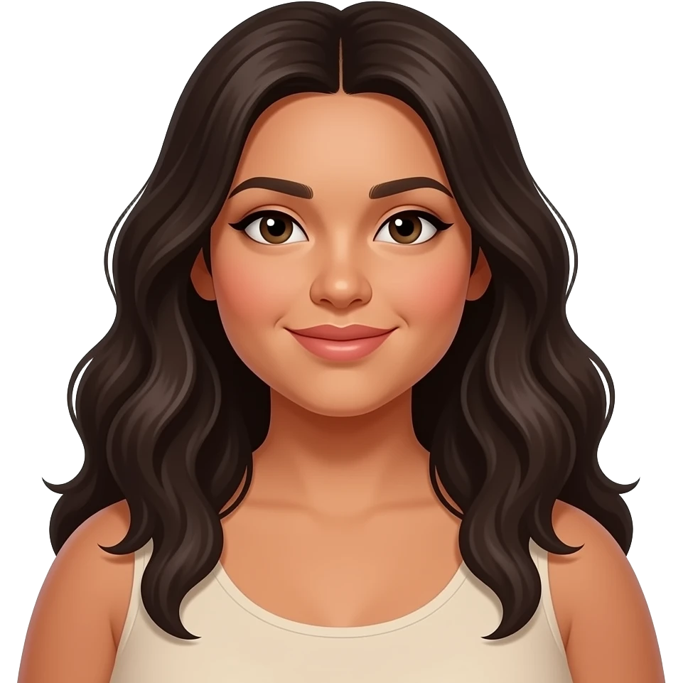 Full figured native long dark hair wavy hair emoji