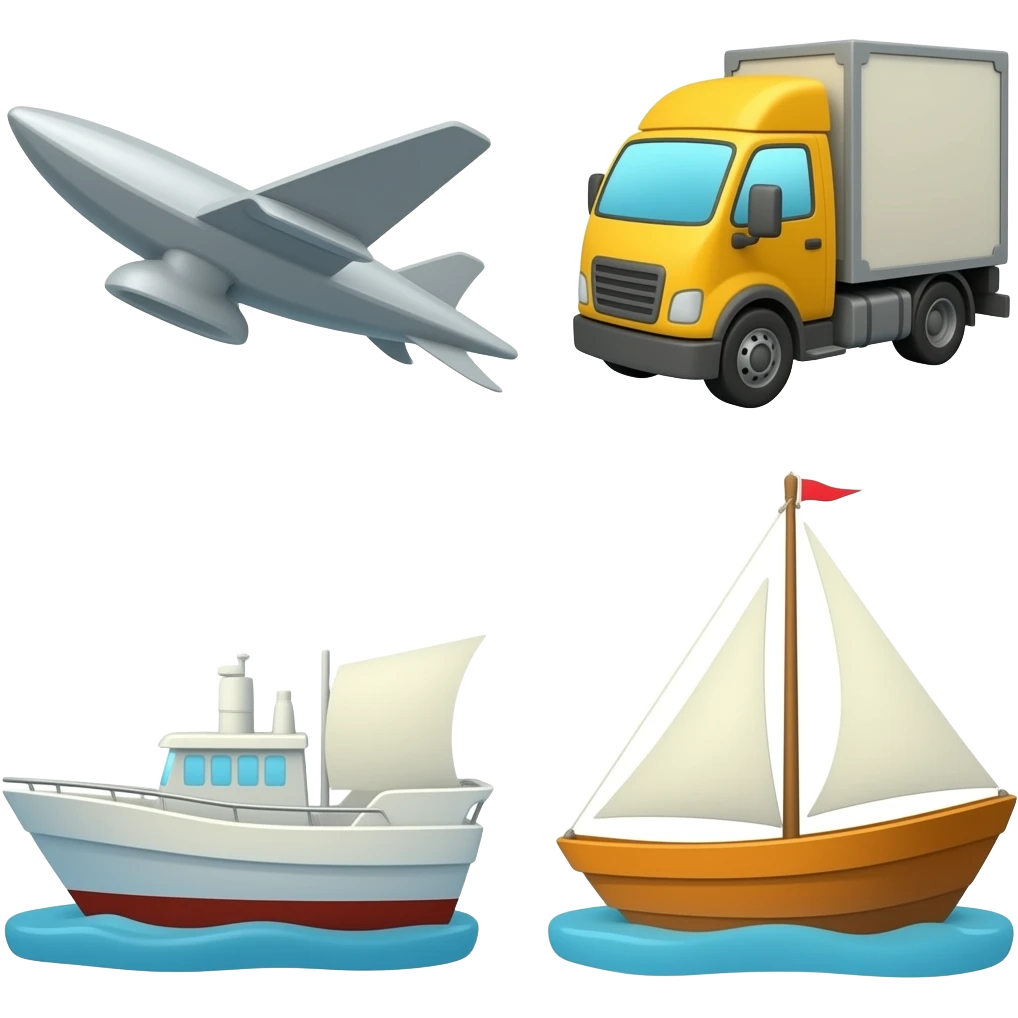 Sound planes, and trucks and boats emoji
