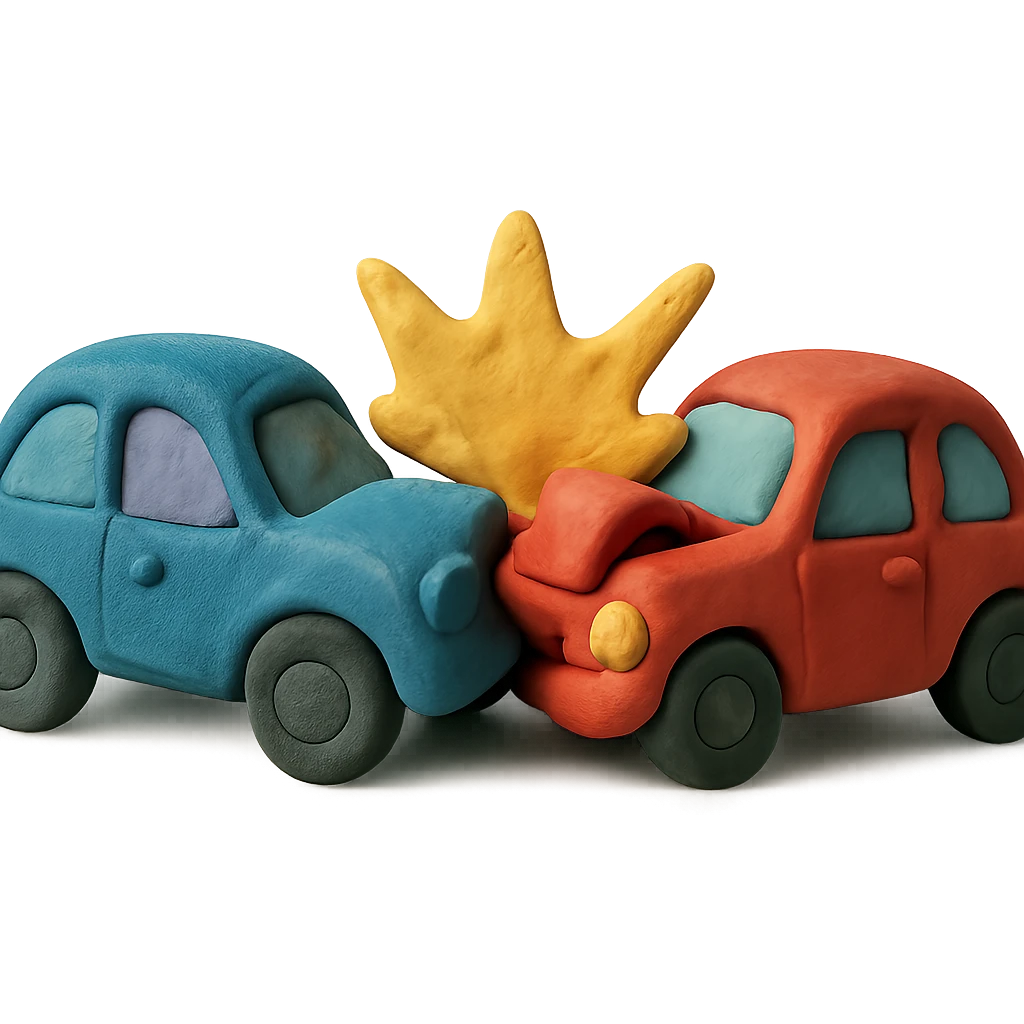 claymation style car crash emoji