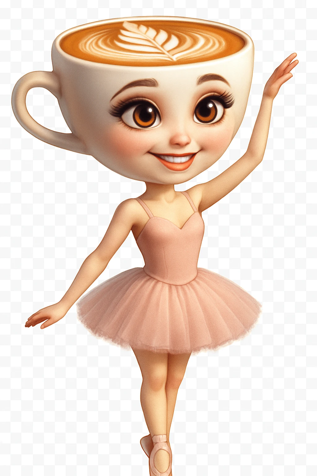 and make her stand straight Extract the character from the background, including the clothes and accessories they are wearing, and place on a transparent background. Keep the original style and appearance exactly the same. and separately give me the picture

 emoji