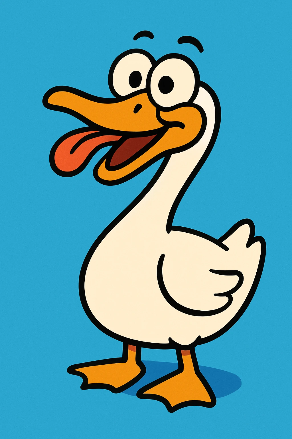 a silly goose, making a funny face, simple and cute, cartoon style emoji