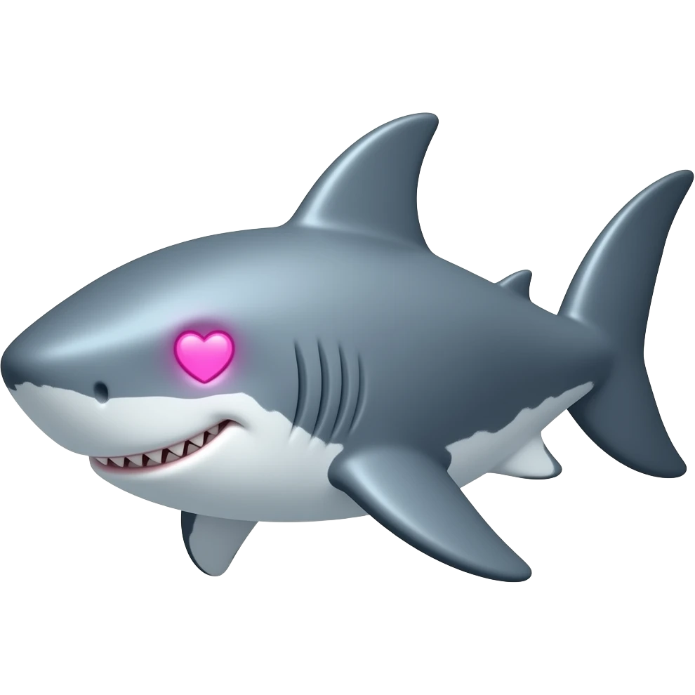 Shark with glowing eye heart pink emoji