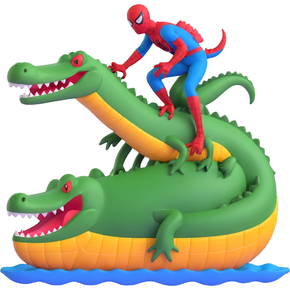 Spider-Man on a crocodile emoji