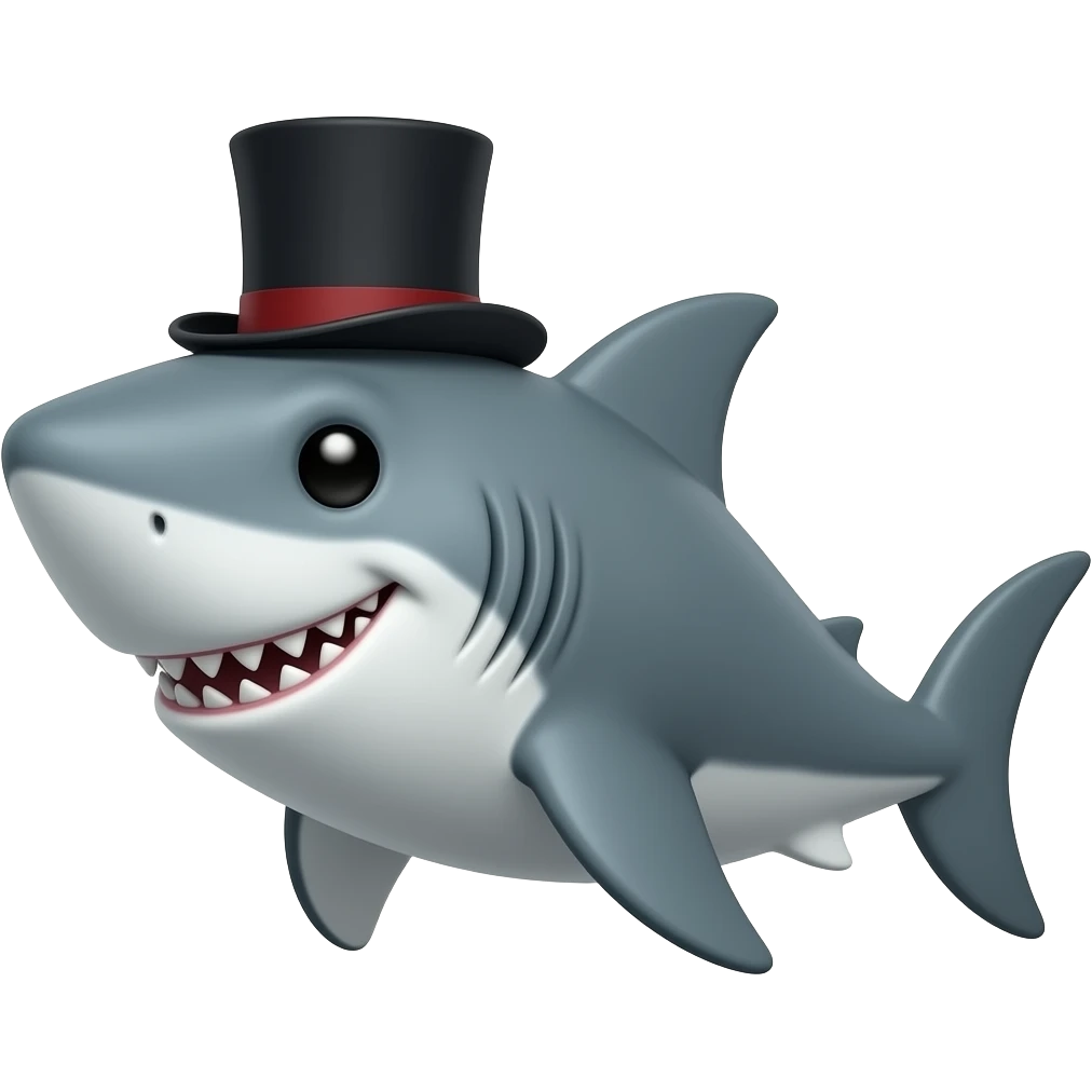 Shark with a top hat emoji