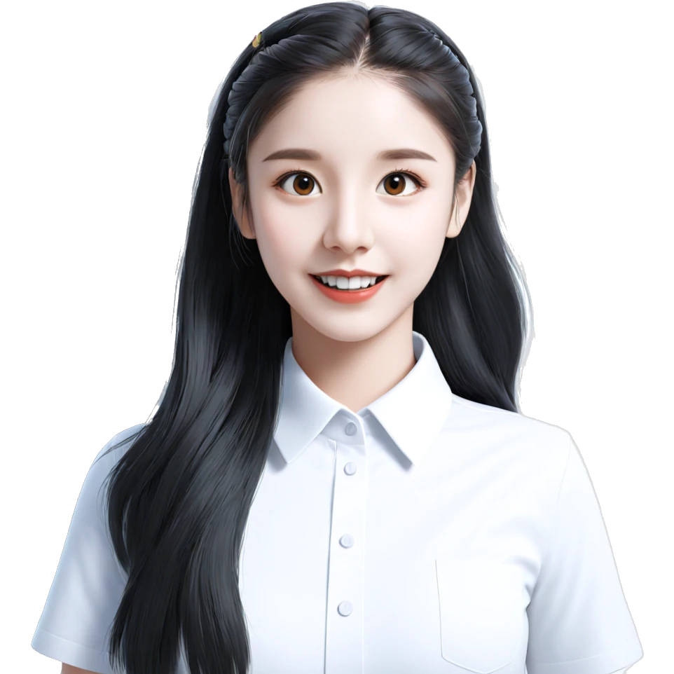 smiling girl in white shirt emoji