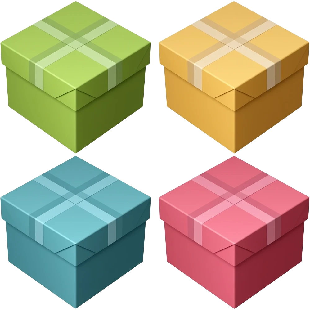 box paper three different colors emoji