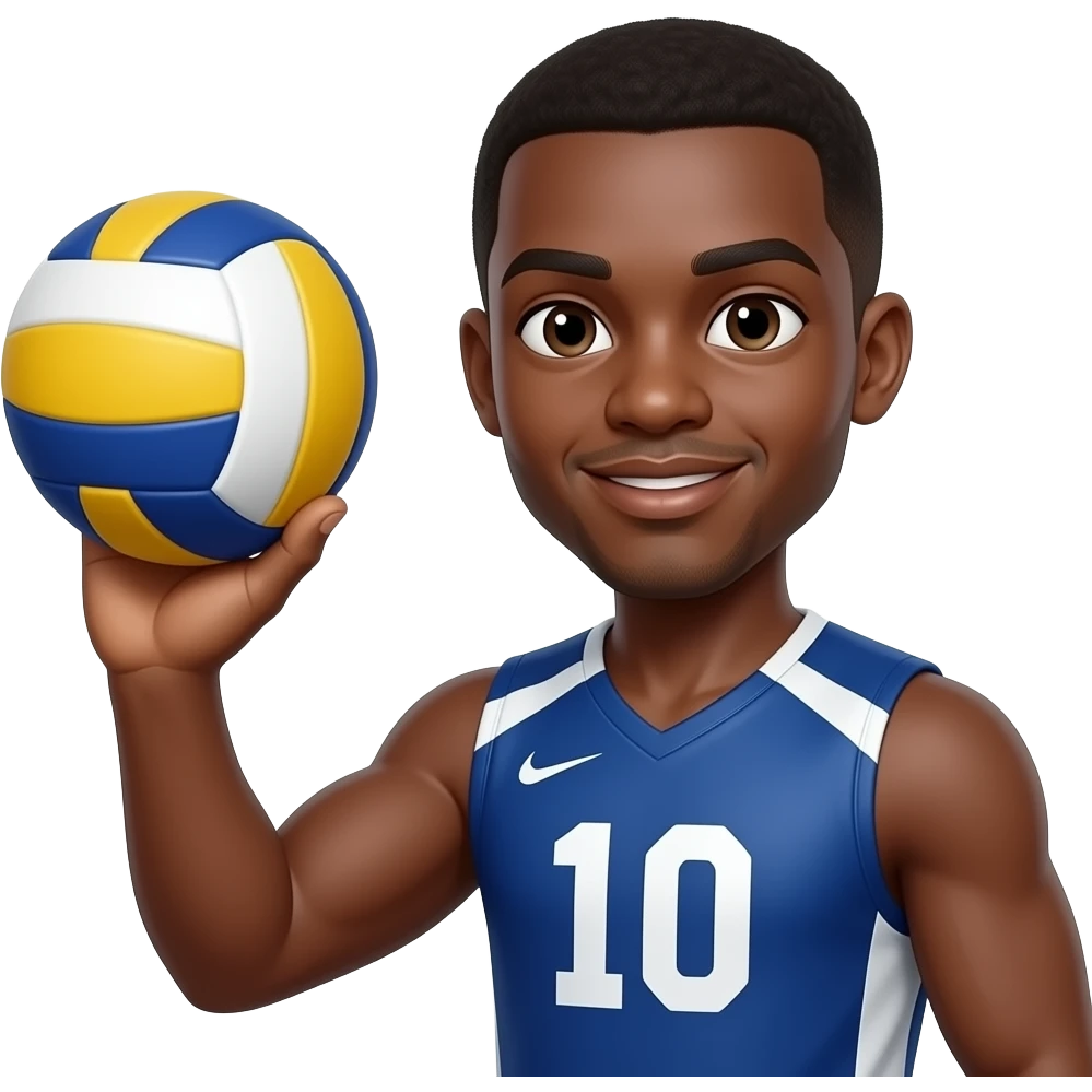 dark skin volley ball player face close up hold volley ball in hand emoji