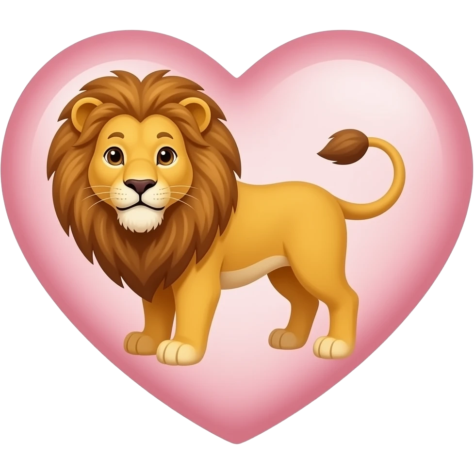 León dentro de corazón emoji