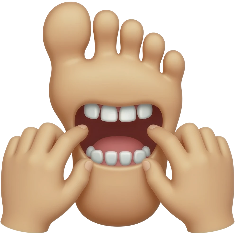 foot with hands and teeth emoji