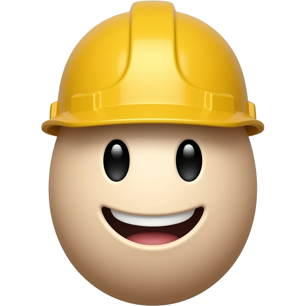faça um ovo com sorriso e chapeu de construtor emoji