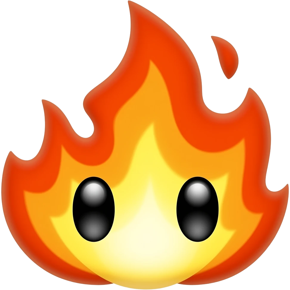 Kuwaii fire with eyes emoji